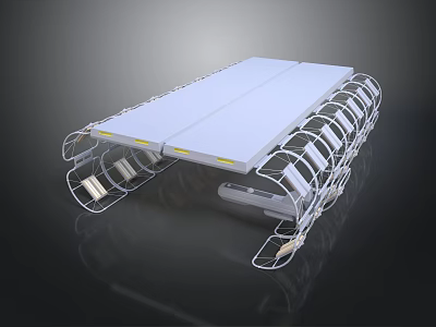 White Panel Structure With Metal Support Frames And Multiple Bracket Designs 3d model