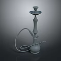Gray Hookah Pipe with Long Hose and Smooth Curved Design on Dark Surface