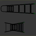 Metal Foldable Ladder With Black Frame Green Steps And Non Slip Feet