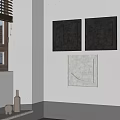 Modern Geometric Wall Decor in Dark and Light Gray Hanging on White Wall