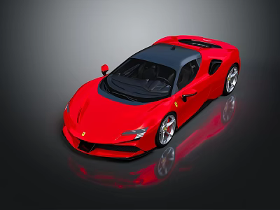 Stunning Red Ferrari Sports Car With Sleek Aerodynamic Body And Black Roof Design 3d model