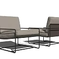 Modern Single Sofa With Black Metal Frame And Light Fabric Upholstery Design