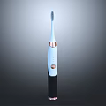 Sleek Light Blue Electric Toothbrush With Black Handle And Rose Gold Accents