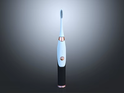 Sleek Light Blue Electric Toothbrush With Black Handle And Rose Gold Accents 3d model