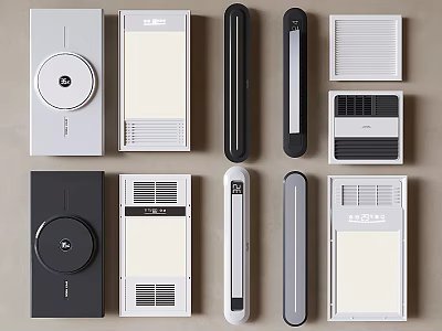 Modern Ceiling Appliances With Various Shapes And Colors In White Black Designs 3d model