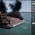 Hovercraft Warship Sailing On Sea With Large Fans And Inflatable Skirt Creating Water Splashes