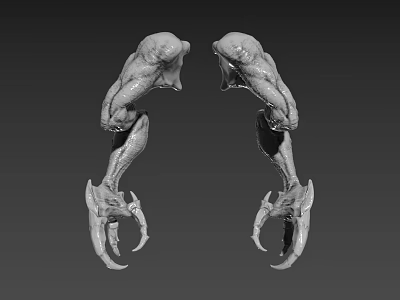 Game Movie Character Symmetrical Biological Legs With Muscular Lines And Claws 3D Model Gray Tone 3d model