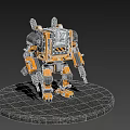 Yellow And Black Armored Mech Game Movie Character With Mechanical Design Standing Pose