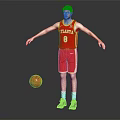 Man in Red Atlanta Basketball Jersey with Number 8 Standing by Basketball
