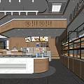 Modern Dessert Shop With Glass Display Cases Fresh Pastries And Wooden Interior