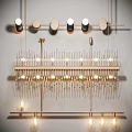 Luxurious Modern Chandelier With Gold Metal Frame And Transparent Illuminated Accents