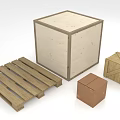Wooden Crate Pallet and Small Storage Boxes with Natural Wood Texture