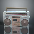 Vintage Computer Speaker System With Retro Boombox Design Wooden Handle And Speakers