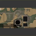 Armored Military Vehicle With Camouflage Pattern Tracked Wheels And Top Turret Hatch