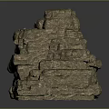 Natural Rocky Terrain Featuring Stepped Rock Structure And Moss Covered Surface