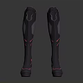 Stylish Gray Knee High Boots with Red Accents and Stiletto Heel Design