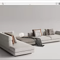 Modern Sectional Sofa With Decorative Pillows Throw Blanket And Lamp 3d model