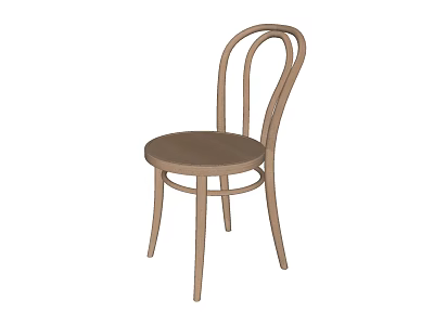 Classic Wooden Dining Chair With Curved Backrest And Straight Legs Design 3d model