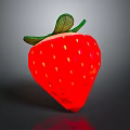 Fresh Juicy Bright Red Strawberry With Green Leaves And Yellow Seeds