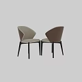 Two Modern Beige And Brown Dining Chairs With Black Legs 3d model