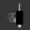 Black Electronic Audio Amplifier With Knobs Buttons Green Indicator Lights Circuit Patterns And Antenna