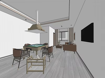 Hotel Mahjong Room Modern Interior With Mahjong Table Chairs Sofa and TV 3d model