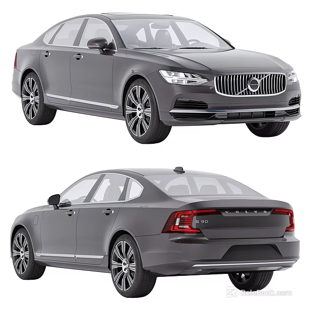 Volvo Sedan Showcased From Front And Rear Views 3d model 