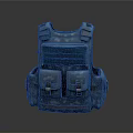 Tactical Weapon Vest Blue Camouflage Design With Multiple Pockets And Straps 3d model