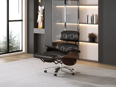 Black Leather Massage Chair With Wheeled Base In Modern Indoor Setting 3d model