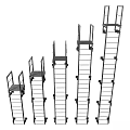 Industrial Metal Spiral And Straight Ladders With Platforms Access Structures 3d model