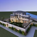 Modern Chinese Style Detached Villa With Courtyard Greenery Water Feature And Lighting