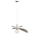 Modern Layered Pendant Lights With Metal Blades Spherical Shades And Brass Accents
