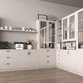 Modern White Bookcase With Glass Doors And Multiple Storage Shelves