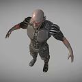 Bald Headed Game Movie Character With Red Eyes And Armored Mechanical Suit