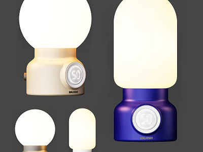 Modern Stylish Table Lamps With Spherical Shades And Colorful Bases For Home Decor 3d model