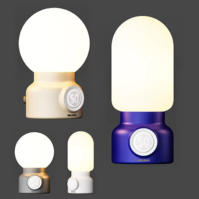 Modern Stylish Table Lamps With Spherical Shades And Colorful Bases For Home Decor 3d model