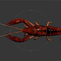 Detailed Realistic Red Crayfish With Shiny Exoskeleton And Orange Legs
