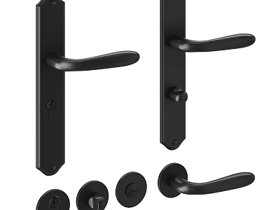 Black Modern Door Handles With Sleek Metal Design For Interior Home Use 3d model