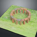 Stone Circle Made Of Gray And Brown Stones Placed On Green Grass