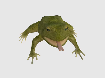 Playful Green Frog With Cheerful Expression Sticking Out Tongue 3d model