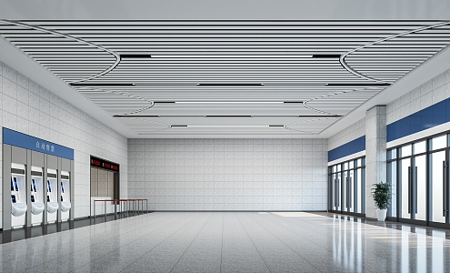 Railway Station Ticket Hall 3d model