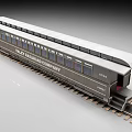 Vintage Train Passenger Car On Railway Tracks 3d model