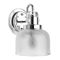 Sleek Modern Wall Mounted Lamp With Textured Glass Shade And Metallic Finish For Home Decor
