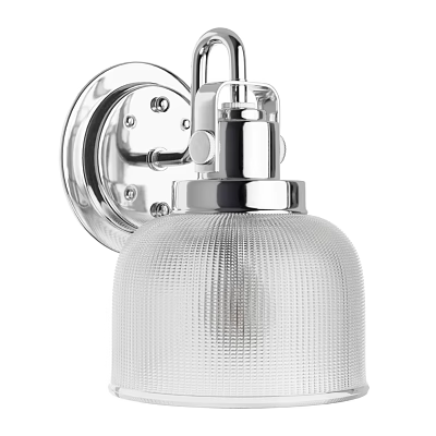 Sleek Modern Wall Mounted Lamp With Textured Glass Shade And Metallic Finish For Home Decor 3d model