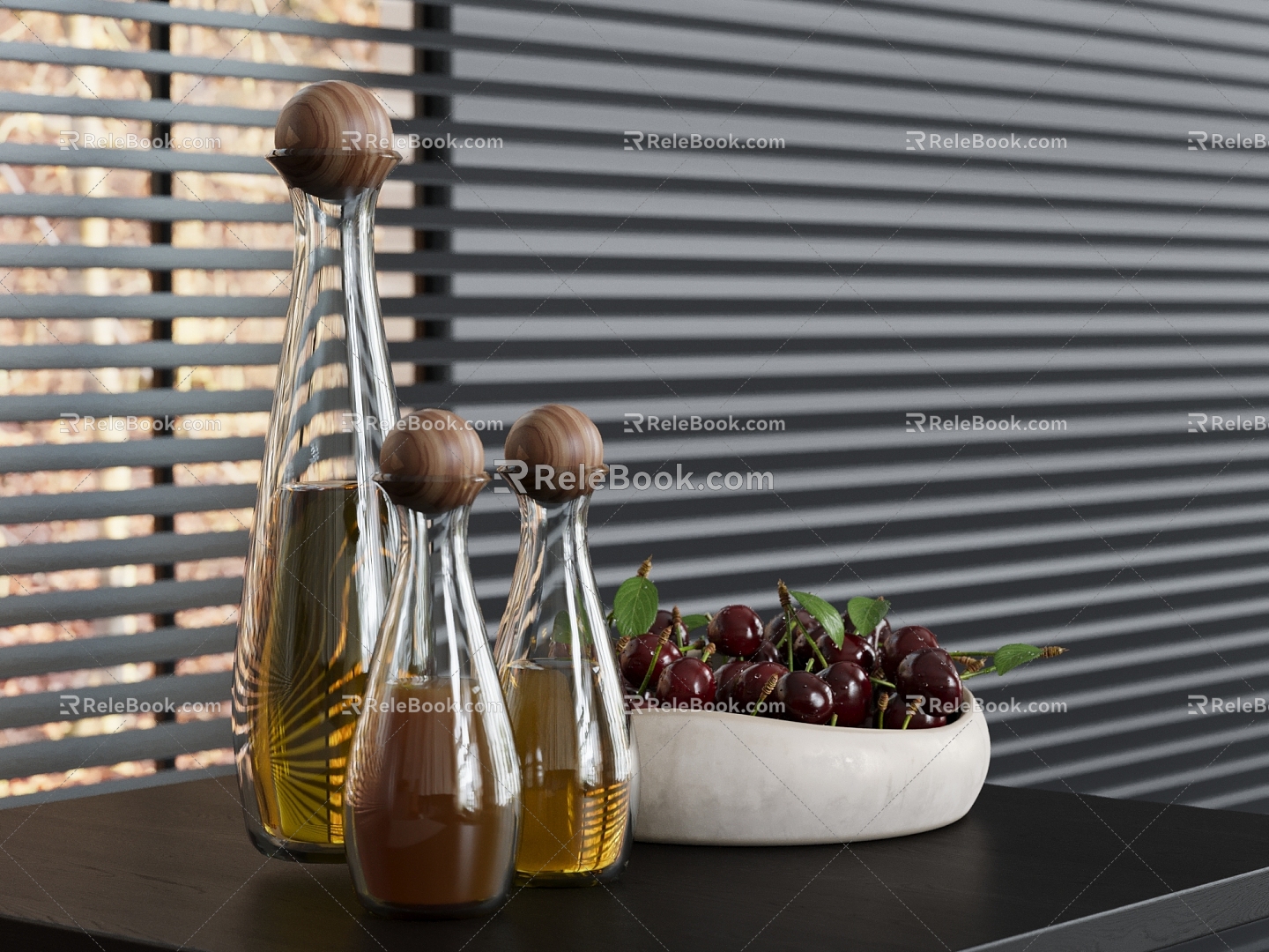 Modern Drinks Fruit Ornaments Fruit Plate Drinks Glass Bottle 3d model