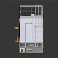 Industrial Equipment With Transparent Enclosure Blue Components Yellow Strips And Metal Frame