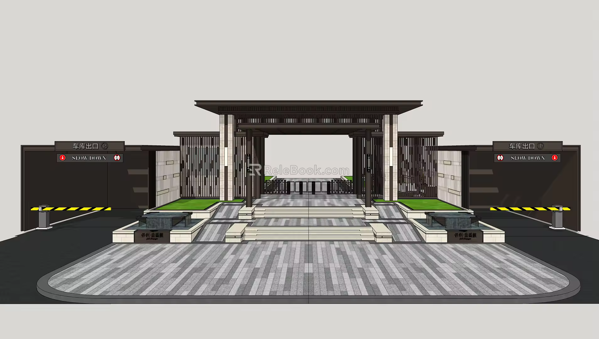 New Chinese Style Gate Community Gate 3d model