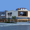 Nanfeng Department Store Building Exterior With Large Screen Store Signs And Parking Lot