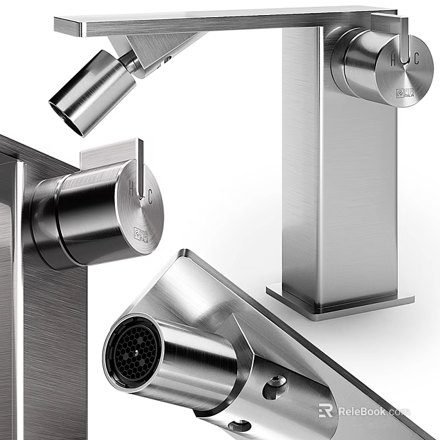 Sleek Modern Stainless Steel Faucet With Adjustable Spout Handle And Polished Surface Design 3d model 