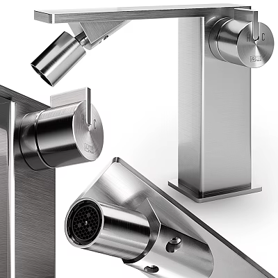 Sleek Modern Stainless Steel Faucet With Adjustable Spout Handle And Polished Surface Design 3d model